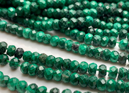 3x4 mm AAA Natural Color Faceted Rondelle Malachite Gemstone Beads Top Quality Micro Faceted Malachite Gemstone Loose Beads # 2420