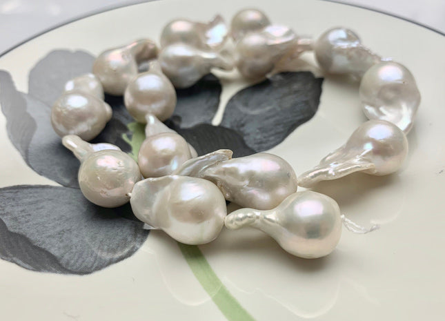 15x20-17x30 mm AA Natural White Freshwater Baroque Pearl Beads Genuine High Luster And Quality Natural White Baroque Pearls #1683