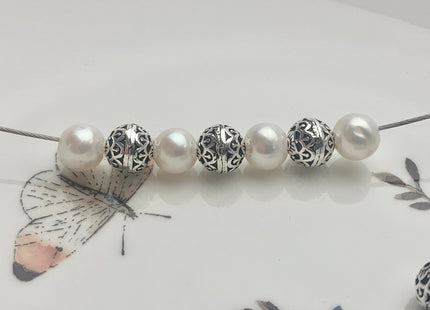 One Piece 8mm 10mm 925 Sterling Silver Tibetan Style Silver Spacer Ball Genuine Sterling Silver Spacer Bali Antique Beads #10159