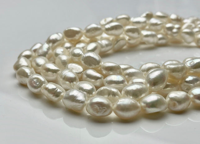 9.5x12 mm AAA Natural White Rice/Oval Nugget Freshwater Pearl Beads Genuine High Luster Oval Nugget Pearls Top Quality Nugget Beads #1478