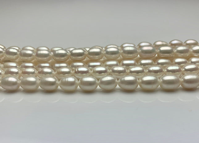 6x8 mm AA Natural White Rice Freshwater Pearl Beads Genuine Freshwater Rice / Oval Pearls High Luster Freshwater Pearl Beads #1664