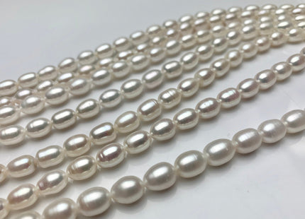6x8 mm AA Natural White Rice Freshwater Pearl Beads Genuine Freshwater Rice / Oval Pearls High Luster Freshwater Pearl Beads #1664