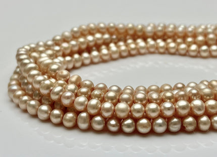 4.5-5 mm AA Pale Beige Champagne Color Potato Freshwater Pearl Beads Genuine Champagne Off Round Freshwater Pearl #P2223