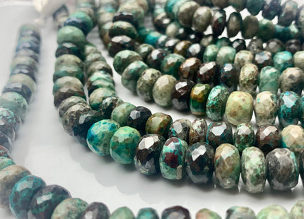 7mm 8mm 9mm 10mm 100% Natural Faceted Rondelle Chrysocolla Gemstone Beads Multi Turquoise Green Color Chrysocolla Beads 8 Inches #3757