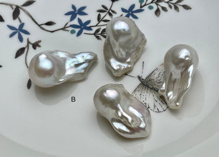 One-Of-A-Kind 13-18x18-32 mm AAAA Jumbo Natural White Baroque Pearl High Luster Half Drilled Tear Drop White Baroque Pearl Beads #P2097