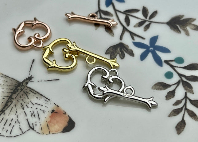 11 mm 925 Sterling Silver/Gold/Rose Gold Toggle Clasp Genuine 925 Sterling Silver Toggle Findings With Heart Shape Design DIY Jewelry #10268