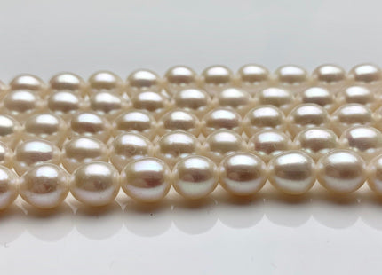 7.5x8-9 mm AAA Natural White Rice Shape Freshwater Pearl Beads Genuine Freshwater Rice / Oval Pearls High Quality Pearl Beads #1061