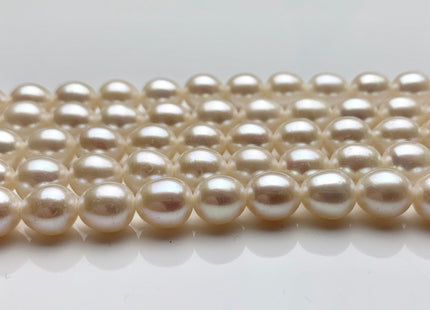 7.5x8-9 mm AAA Natural White Rice Shape Freshwater Pearl Beads Genuine Freshwater Rice / Oval Pearls High Quality Pearl Beads #1061