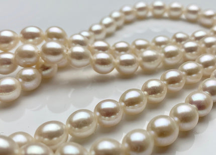 7.5x8-9 mm AAA Natural White Rice Shape Freshwater Pearl Beads Genuine Freshwater Rice / Oval Pearls High Quality Pearl Beads #1061