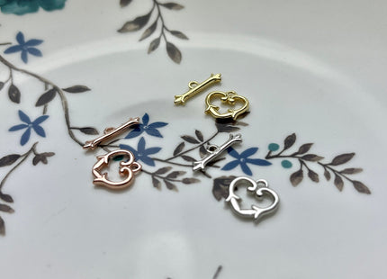 11 mm 925 Sterling Silver/Gold/Rose Gold Toggle Clasp Genuine 925 Sterling Silver Toggle Findings With Heart Shape Design DIY Jewelry #10268