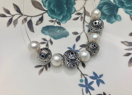 One Piece 10mm 12mm 925 Sterling Silver Tibetan Style Silver Spacer Ball Genuine Sterling Silver Spacer Bali Antique Large Hole Beads #10228