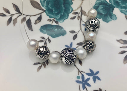 One Piece 10mm 12mm 925 Sterling Silver Tibetan Style Silver Spacer Ball Genuine Sterling Silver Spacer Bali Antique Large Hole Beads #10228