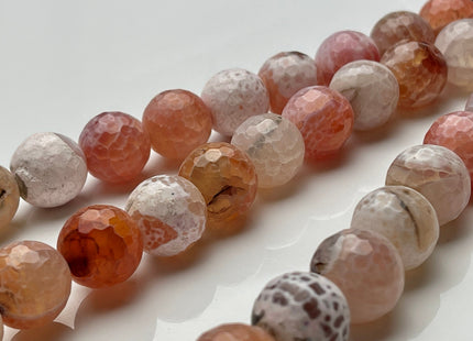 BEST DEAL 16 mm Faceted Round Agate Gemstone Beads Heat Treated Multi Orange And White Color Natural Gemstone Agate 15.5 Inches Strand #4049