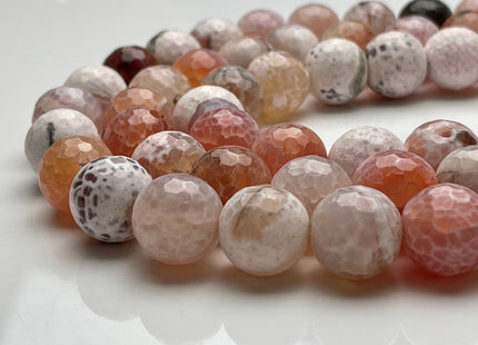 BEST DEAL 16 mm Faceted Round Agate Gemstone Beads Heat Treated Multi Orange And White Color Natural Gemstone Agate 15.5 Inches Strand #4049