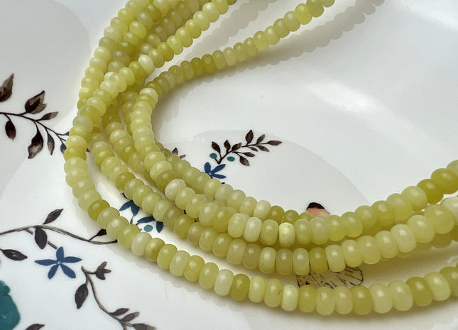 2x4mm 4x6mm Natural Smooth Rondelle Shape Lemon Jade Gemstone Beads 15 Inches Strand #4214