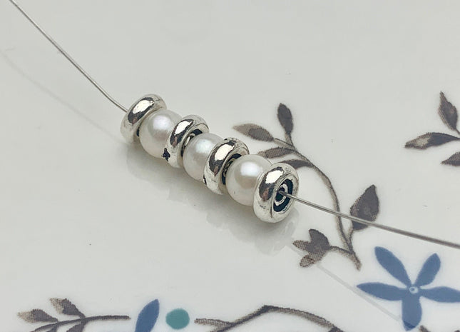 One Piece 2x6.5mm 925 Sterling Silver Tibetan Style Silver Spacer Genuine Sterling Silver Spacer Bali Antique Tube Large Hole Beads #10214