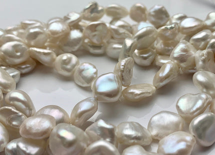 10-11x12-13mm AAA Half Strand High Luster Natural White Keshi Nugget Freshwater Pearl Beads Large Hole Size 1.2mm Pearl 17 Pieces #P1277