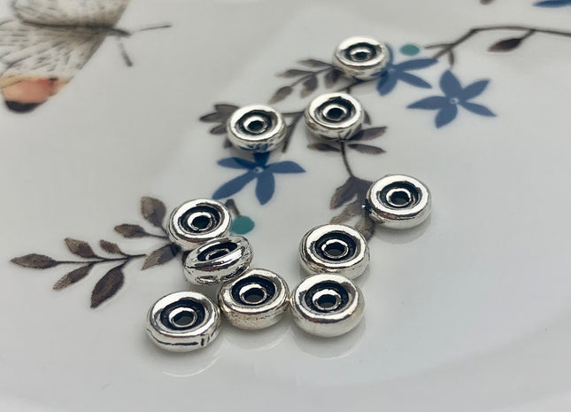 One Piece 2x6.5mm 925 Sterling Silver Tibetan Style Silver Spacer Genuine Sterling Silver Spacer Bali Antique Tube Large Hole Beads #10214