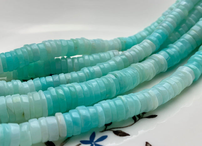 5mm 6mm 8mm 10mm AAA 100% All Natural Smooth Heishi Tyre Blue Opal Gemstone Beads Multi Blue green Opal Beads 8 Inches Strand #3197