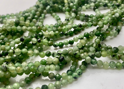 2.5mm 3.5mm AA Micro Faceted Round Canadian Nephrite Jade Gemstone Beads Genuine Natural Green Jade 15 Inches Strand #3640