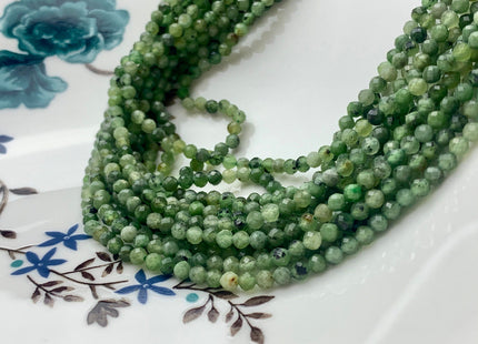 2.5mm 3.5mm AA Micro Faceted Round Canadian Nephrite Jade Gemstone Beads Genuine Natural Green Jade 15 Inches Strand #3640
