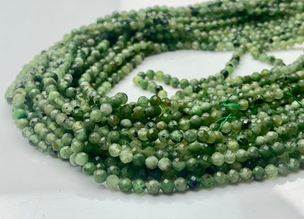 2.5mm 3.5mm AA Micro Faceted Round Canadian Nephrite Jade Gemstone Beads Genuine Natural Green Jade 15 Inches Strand #3640