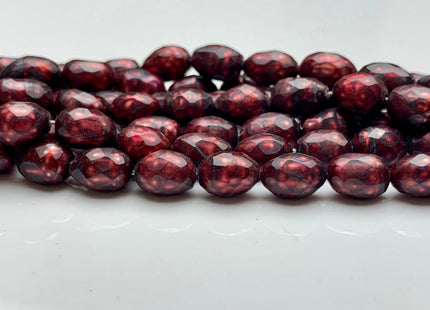 6x8mm OR 7x9mm Dark Red /Burgundy Color Faceted Rice Oval Freshwater Pearl Beads Genuine Faceted Freshwater Pearls #175