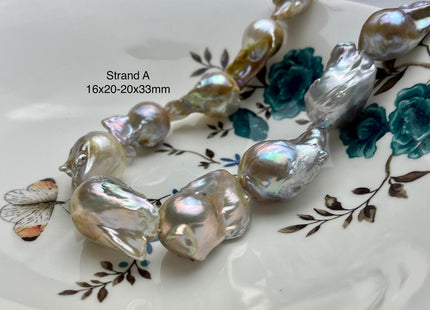 One-Of-A-Kind 16x20-20x30 mm AAA Very Rare HUGE Baroque Freshwater Pearl Bead Genuine Natural Seaweed Mauve Pink Baroque Pearls #P1922