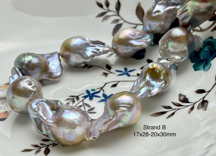 One-Of-A-Kind 16x20-20x30 mm AAA Very Rare HUGE Baroque Freshwater Pearl Bead Genuine Natural Seaweed Mauve Pink Baroque Pearls #P1922