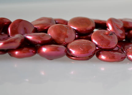 15-18 mm Large Freshwater Coin Pearls Cranberry Color Genuine Freshwater Coin Pearls Limited Edition Cranberry Color Coin Beads #700