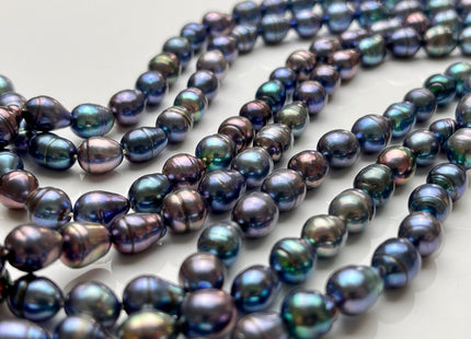 7x8-9 mm High Luster Rainbow Blue Peacock Baroque Freshwater Pearl Beads Genuine Peacock Color Baroque Freshwater Pearls 46-47 Pieces #P1854