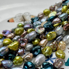 7x10mm or 8x12mm AAA High Luster Green Gray Brown Keshi Rice/Oval Nugget Freshwater Pearl Beads Genuine Natural Keshi Pearls #P1844