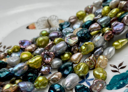 7x10mm or 8x12mm AAA High Luster Green Gray Brown Keshi Rice/Oval Nugget Freshwater Pearl Beads Genuine Natural Keshi Pearls #P1844