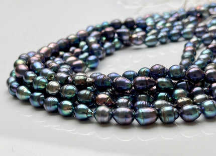 7x8-9 mm High Luster Rainbow Blue Peacock Baroque Freshwater Pearl Beads Genuine Peacock Color Baroque Freshwater Pearls 46-47 Pieces #P1854