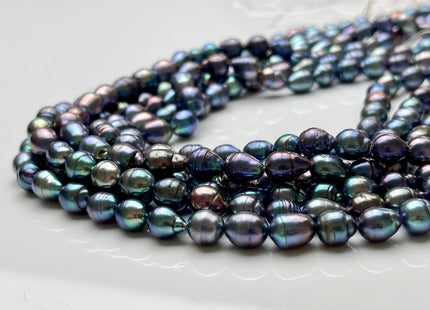 7x8-9 mm High Luster Rainbow Blue Peacock Baroque Freshwater Pearl Beads Genuine Peacock Color Baroque Freshwater Pearls 46-47 Pieces #P1854