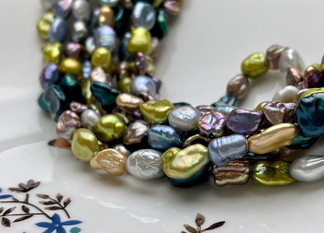 7x10mm or 8x12mm AAA High Luster Green Gray Brown Keshi Rice/Oval Nugget Freshwater Pearl Beads Genuine Natural Keshi Pearls #P1844
