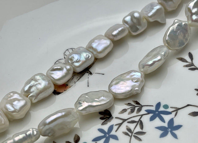 10-12x11-19 mm Natural White Freshwater Oval or Square Coin Pearls Cultured Genuine High Luster White Coin Pearl Freshwater Beads #P2054