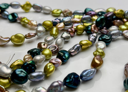 7x10mm or 8x12mm AAA High Luster Green Gray Brown Keshi Rice/Oval Nugget Freshwater Pearl Beads Genuine Natural Keshi Pearls #P1844