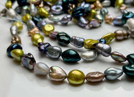7x10mm or 8x12mm AAA High Luster Green Gray Brown Keshi Rice/Oval Nugget Freshwater Pearl Beads Genuine Natural Keshi Pearls #P1844