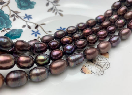 8-9x11 mm OR 9x12 mm Dark Brown Peacock Color Freshwater Rice/Oval Pearls Genuine Freshwater Rice Pearl Beads #1913