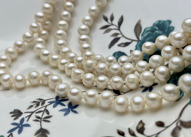 72 inches 8-8.5mm White OR Champange AAA Potato Genuine Freshwater Pearl Necklace, Bridal Pearl Necklace, Long Pearl Necklaces #121