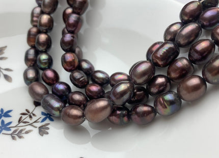 8-9x11 mm OR 9x12 mm Dark Brown Peacock Color Freshwater Rice/Oval Pearls Genuine Freshwater Rice Pearl Beads #1913