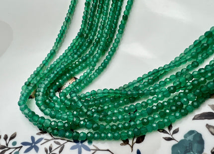 2x3mm 3x4mm AAA Faceted Rondelle Green Onyx Gemstone Loose Beads #2455