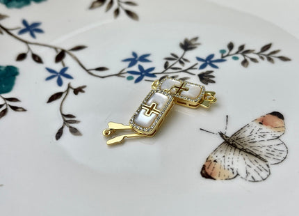 8x20 mm 925 Sterling Silver/Gold Extra Shiny Cross Shape Clasp Sterling Silver Findings Mother Of Pearl Silver Clasps #10284