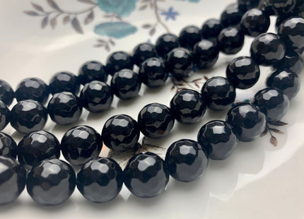 10mm 12mm 13mm 15mm Faceted Round Black Fire Agate Gemstone Beads Heat Treated Black Color Gemstone Agate 15.5 Inches Strand #2669