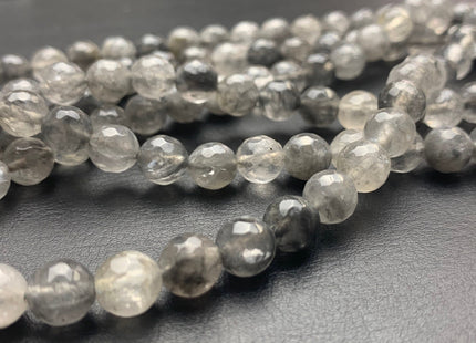 4mm 6mm 8mm AAA Faceted Round Cloudy Quartz Gemstone Beads Natural Light And Dark Gray Quartz Gemstone Loose Beads #2303