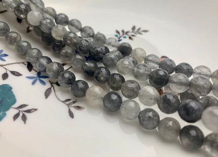 4mm 6mm 8mm AAA Faceted Round Cloudy Quartz Gemstone Beads Natural Light And Dark Gray Quartz Gemstone Loose Beads #2303