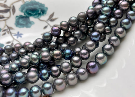 8.5-10 mm AAA Half Strand Large Hole Rare Gray Peacock Color Edison Baroque Pearl Beads Hole Size 2.2 mm Edison Pearl #P1965