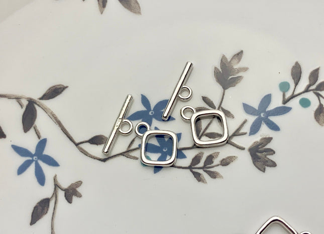 8x12mm or 11x16mm 925 Sterling Silver Toggle Clasp Genuine 925 Sterling Silver Toggle Findings With Square Shape Design DIY Jewelry #10170