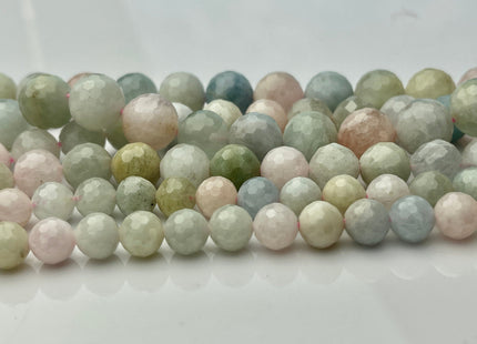 8mm 10mm 12mm AAA Natural Color Faceted Round Morganite Gemstone Beads Top Quality Morganite Beads. 15.5 Inches Strand #4224
